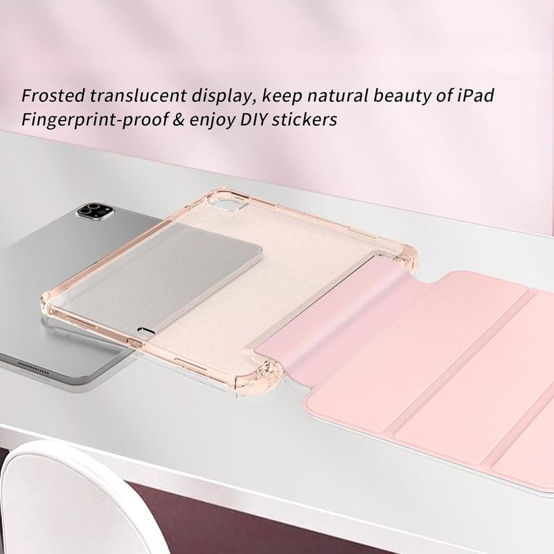 iPad Pro 11 Inch Case 4th 3rd 2nd Generation 2022 2021 2020 Support 2nd Pencil Charge Auto Wake Sleep Hard Frosted Back Cover (Pink) Accessories Computer