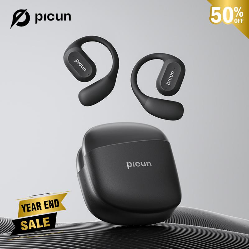 [Festive Beats, Festive Savings]Picun H1 Lightweight Earbud Audio Headset, Open-Ear Sport Wireless, CVC, HD Microphone for Hands-Free Calls, Electronic Touch Control, Ideal for Cycling, Running & Workouts Headphone