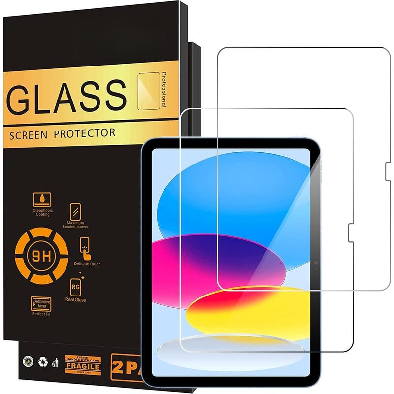 2 Pack Screen Protector for iPad 10th Generation 10.9 Inch Display 2022 Tempered Glass [ ID &  Pencil Compatible] Ultra  Case Friendly [2 Pack]