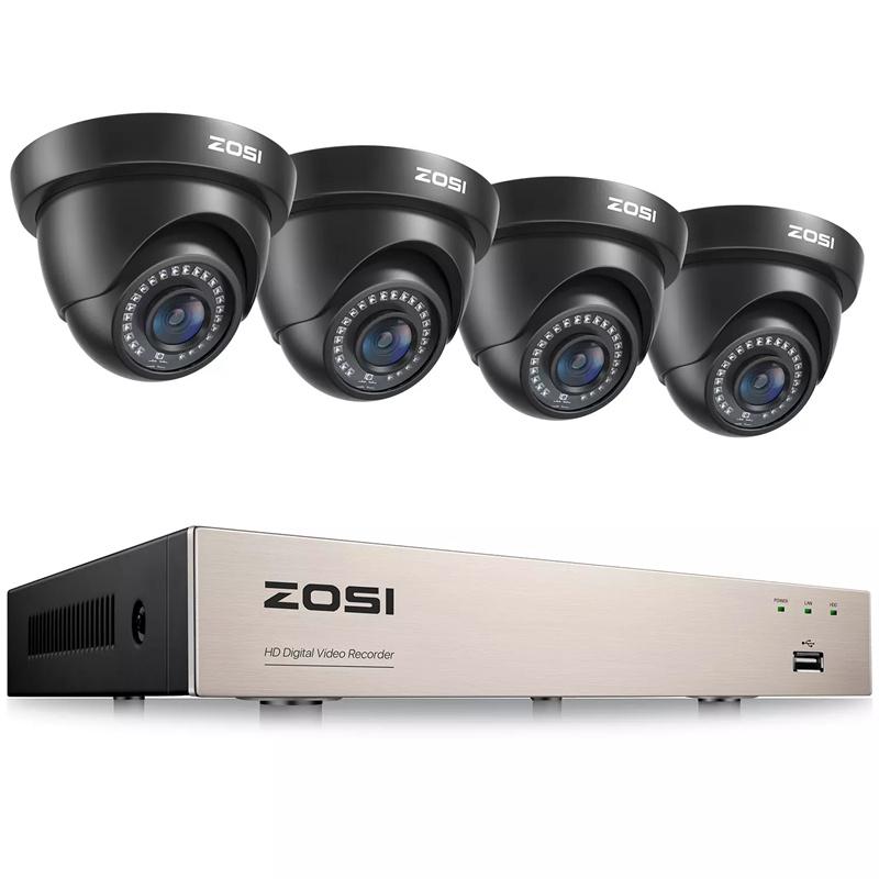 ZOSI CCTV Camera Full HD 1080P H.265+ 8CH DVR Recorder Home Security System Kit with AI Human Vehicle Detection,Night Vision,5MP Lite 4pcs 1080P 1920TVL 2MP Outdoor Indoor Surveillance Dome Cameras (No HDD)