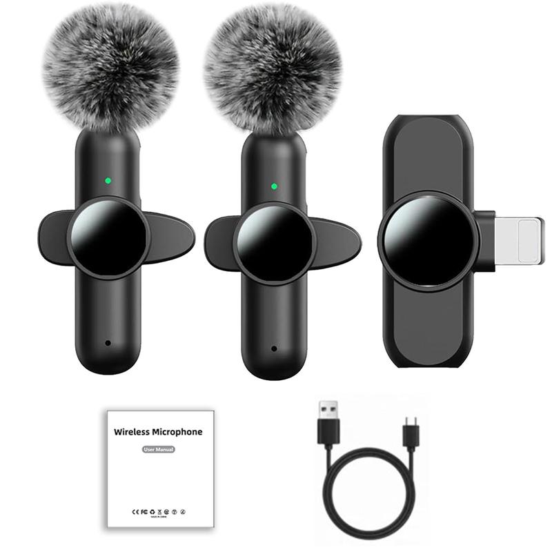 Wireless Lavalier Microphone, Professional Lapel Mic for iPhone, Android Phone, Camera, Portable Noise Cancelling Mic for Vlog, Interview