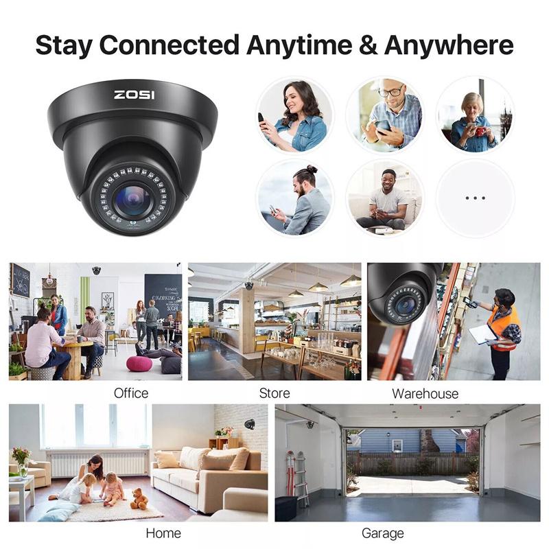 ZOSI CCTV Camera Full HD 1080P H.265+ 8CH DVR Recorder Home Security System Kit with AI Human Vehicle Detection,Night Vision,5MP Lite 4pcs 1080P 1920TVL 2MP Outdoor Indoor Surveillance Dome Cameras (No HDD)