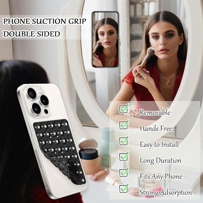 Silicone Suction Cup Phone Holder, 2 Counts set Anti-slip Sticky Phone Grip, Hands Free Phone Holder for Selfie & Video, Phone Accessories for iPhone & Android