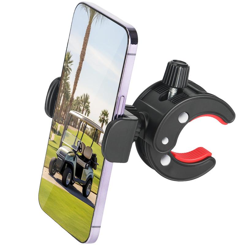 Golf Cart Phone Holder, 1 Count Adjustable Cell Phone Holder Mount for Golf Cart Golf Club Push Cart Flag Pole, No Shaking Cell Phone Clamp, Christmas Gift