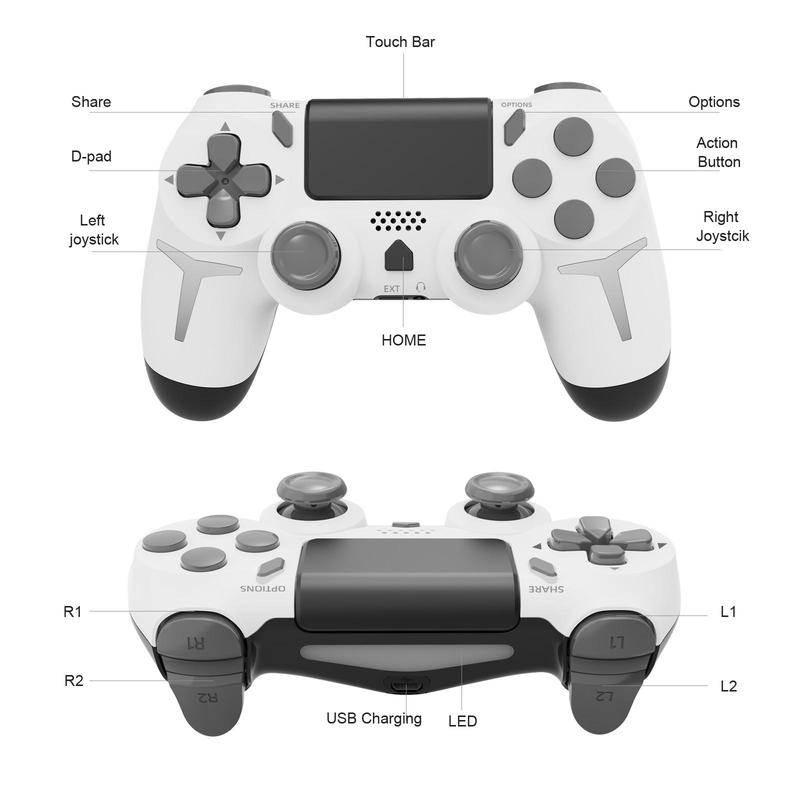 GAMINJA Wireless Controller, Dual Vibration Game Controller, 6-Axis Gyro Sensor Gamepad Compatible with PS4 PS4 Slim PS4 Pro PC, Gaming Accessories