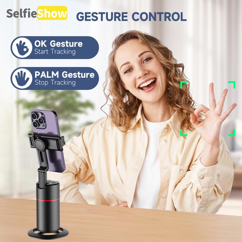  Mobile Phone Follow Camera Pan Tilt Desktop Live Panoramic Follow Camera Stand AI Face Recognition 360 °  Smartphone phone holder Adjustable Automatic