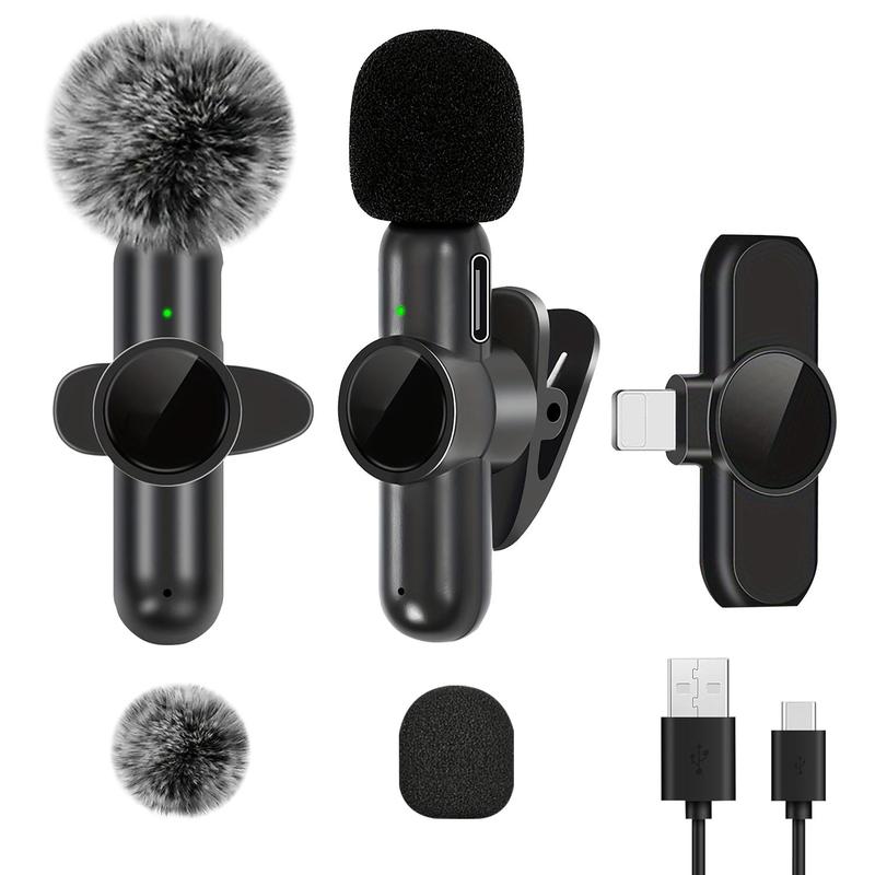 Wireless Lavalier Microphone, Professional Lapel Mic for iPhone, Android Phone, Camera, Portable Noise Cancelling Mic for Vlog, Interview