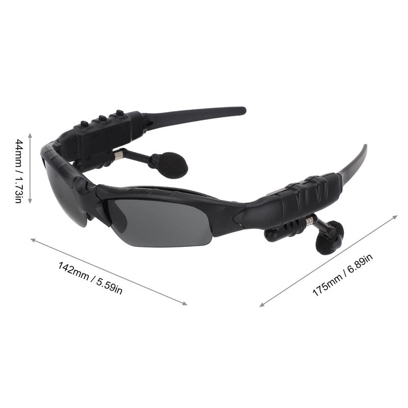 Wireless Sunglasses Smart Glasses Men Women Sport Glasses Music Sunglasses Headphone Stereo Sound Handfree Earphone for Smart Phone PC Outdoor Fishing Driving Cycling Black