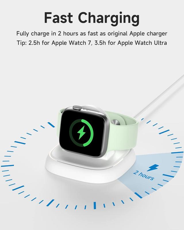 Charger Stand for  Watch, Portable Watch Charger for iWatch with USB C ,Fast ,  Station for  Watch Series 10 9 8 7 6 Ultra 5 3 2 SE, White