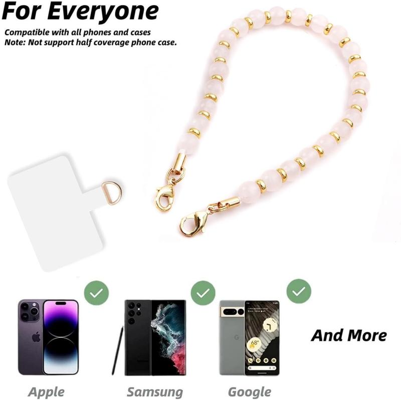 Marble Beaded iPhone Wrist Strap with Tether Tab - Rose Quartz - Smartphone, Accessories