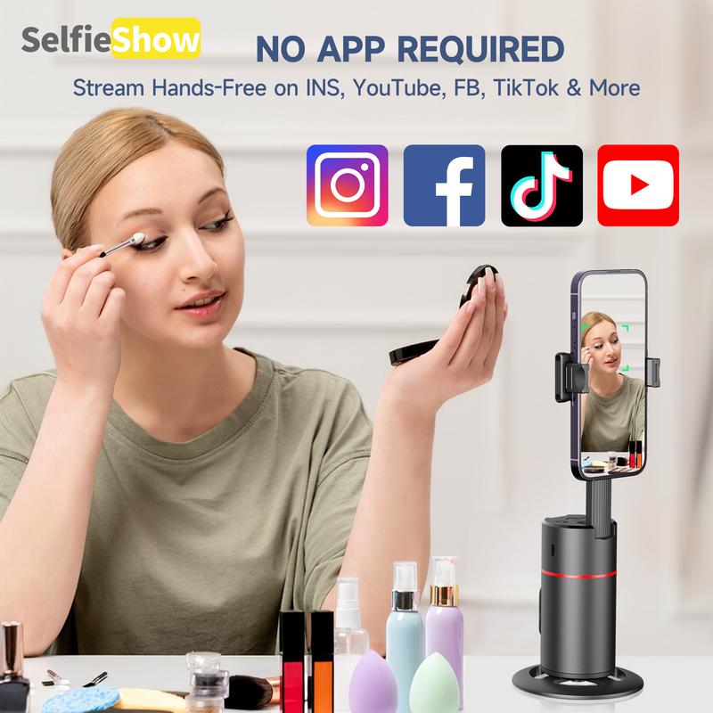  Mobile Phone Follow Camera Pan Tilt Desktop Live Panoramic Follow Camera Stand AI Face Recognition 360 °  Smartphone phone holder Adjustable Automatic