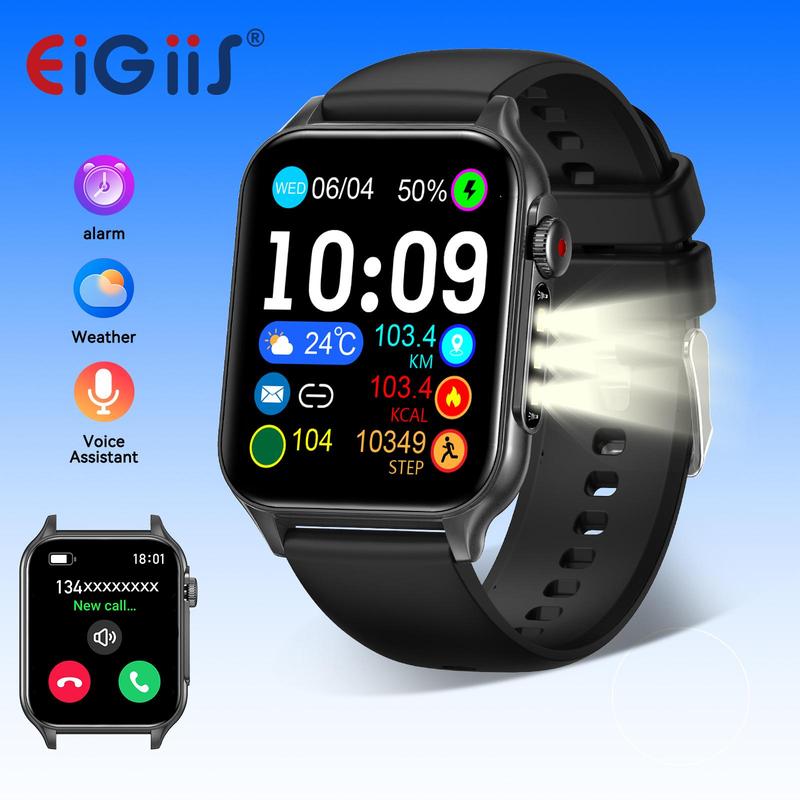 EIGIIS P6 Multifunctional Smart Watch, Fashion Digital Smart Watches with Flashlight, Waterproof Sports Watch with Multiple Sports Modes for Men & Women