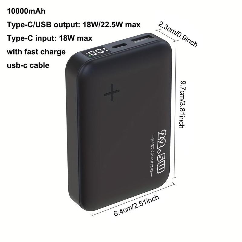 Portable 18W & 22.5W USB-A Fast Charging Power Bank, 10000mah Type-C Digital Display Power Bank, Mini Battery Pack for iPhone Android