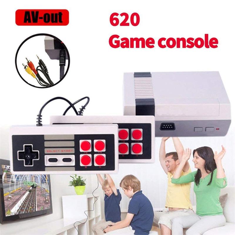 Classic Retro Video Game Console, AV Output Built-in with 620 Mini Retro Game Console Dual Players Mode for Dual Players Kids, Adult, Children Gift, Valentine Birthday Gift