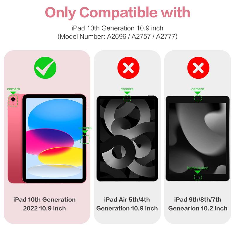 Case Compatible with iPad 10th Generation 2022 10.9 Inch with Pencil Holder, Slim Protective Cover with Clear Back Shell for iPad 10th Gen A2696 A2757 A2777, Auto Wake Sleep, Watermelon Pink