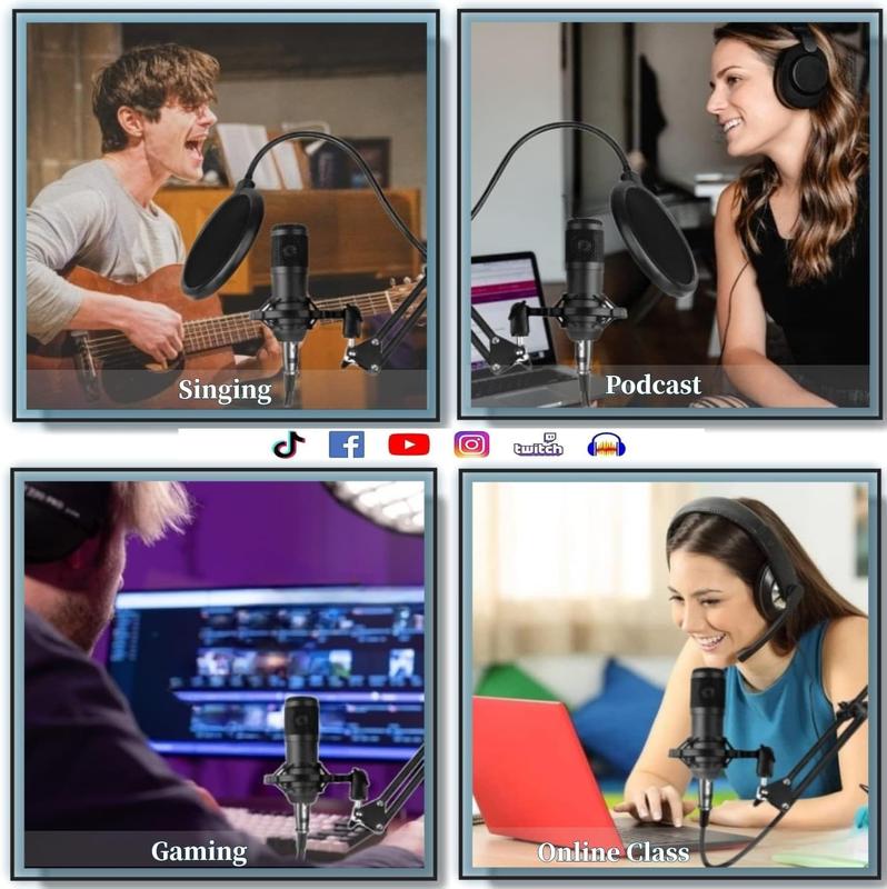 Podcast Equipment Bundle, with BM800 Podcast Microphone and V8 Sound Card, Voice Changer - Audio Interface -Perfect for Recording, Singing, Streaming and Gaming (V8-Black)