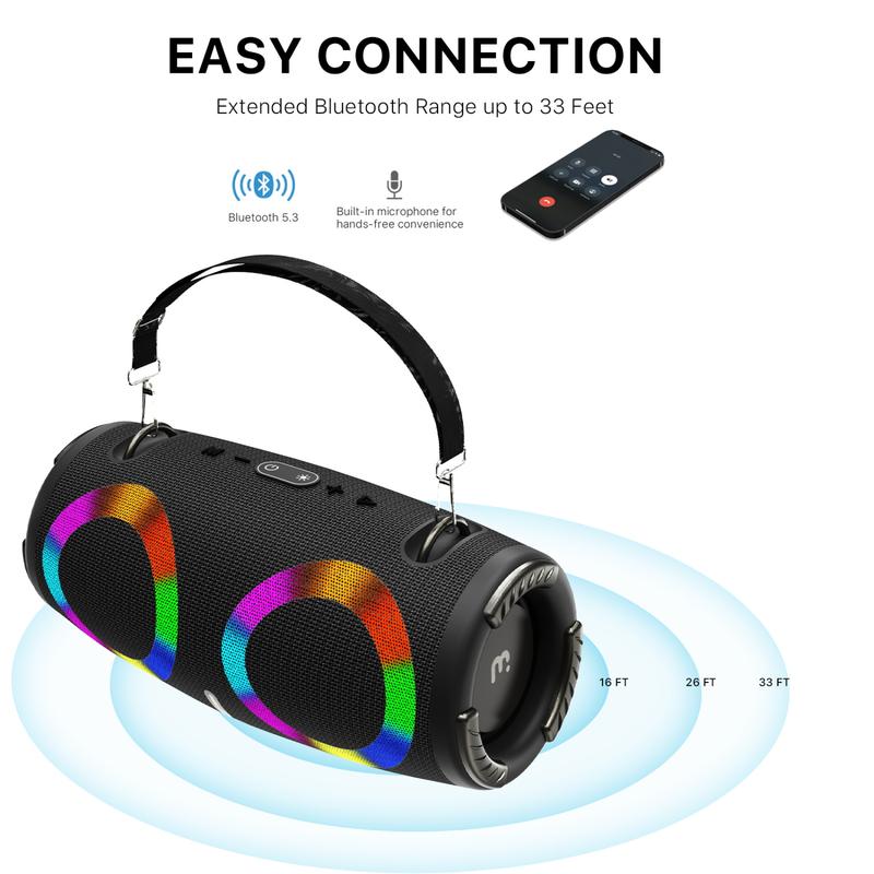 MyBat Pro Vibebuddy Plus Bluetooth Speaker - Black Audio Colorful