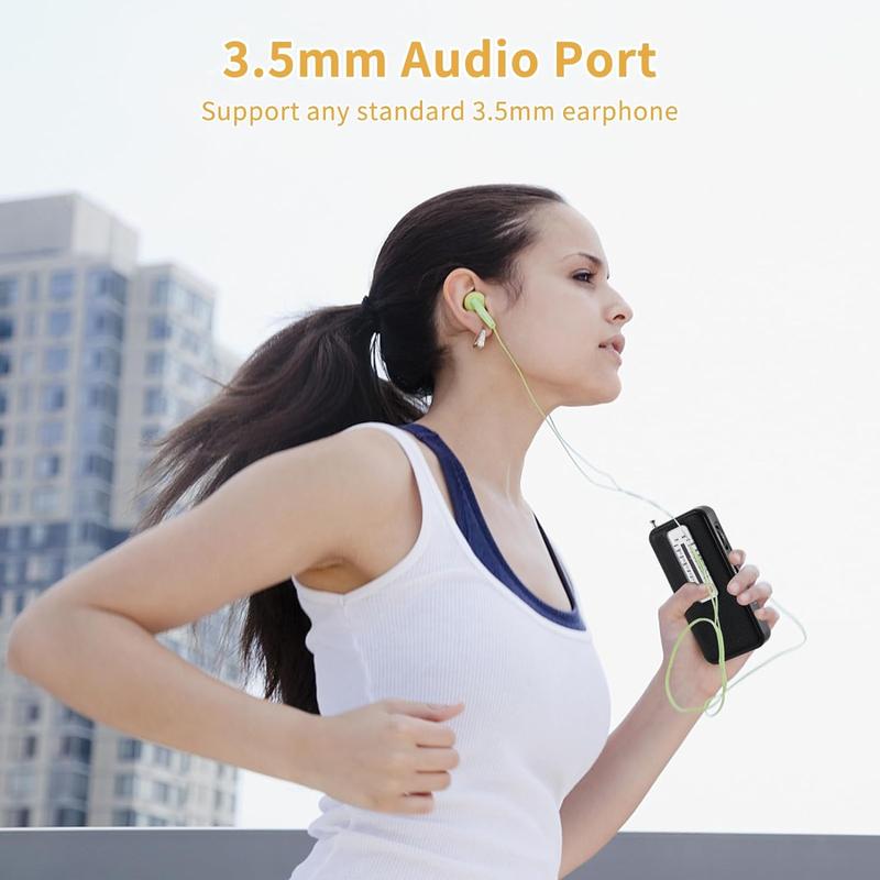 Pocket AM FM Radio with Best Reception, Mini Battery Operated Walkman Radio Portable, Includes Headphones, Operated by 2 AAA Batteries for Walking and Jogging