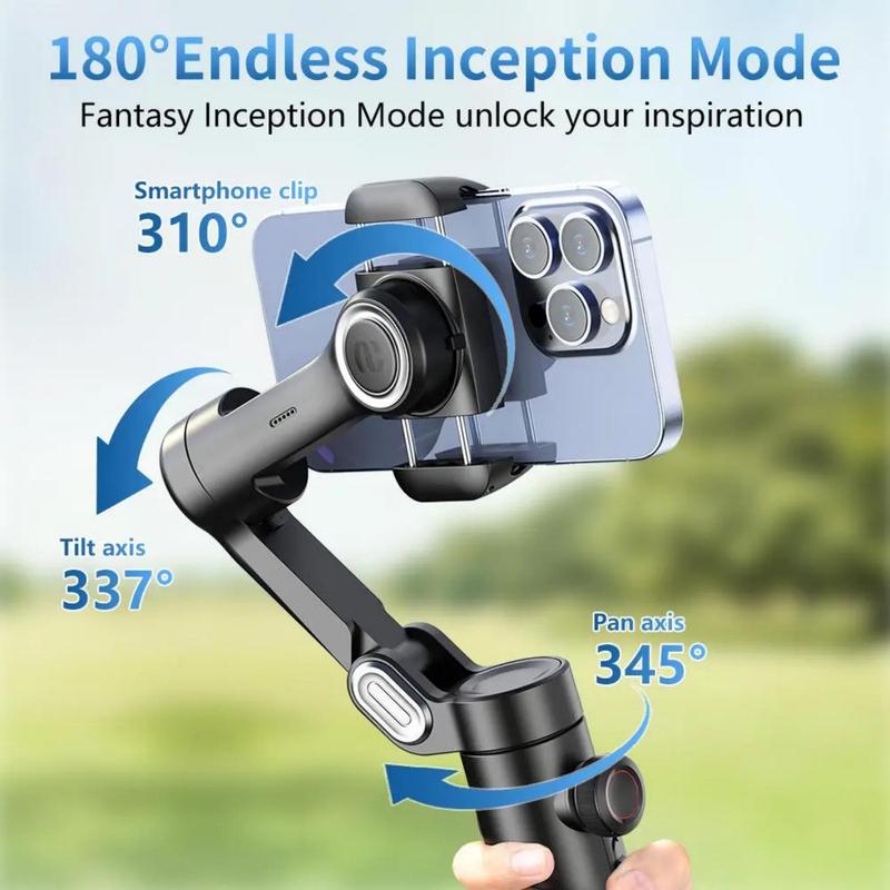 3-axis Anti-shake Shooting Tripod Stabilizer, 360° Rotation Gimbal Camera Stabilizer, Smartphone Selfie Accessories, Selfie Stand, Content Creator Tools