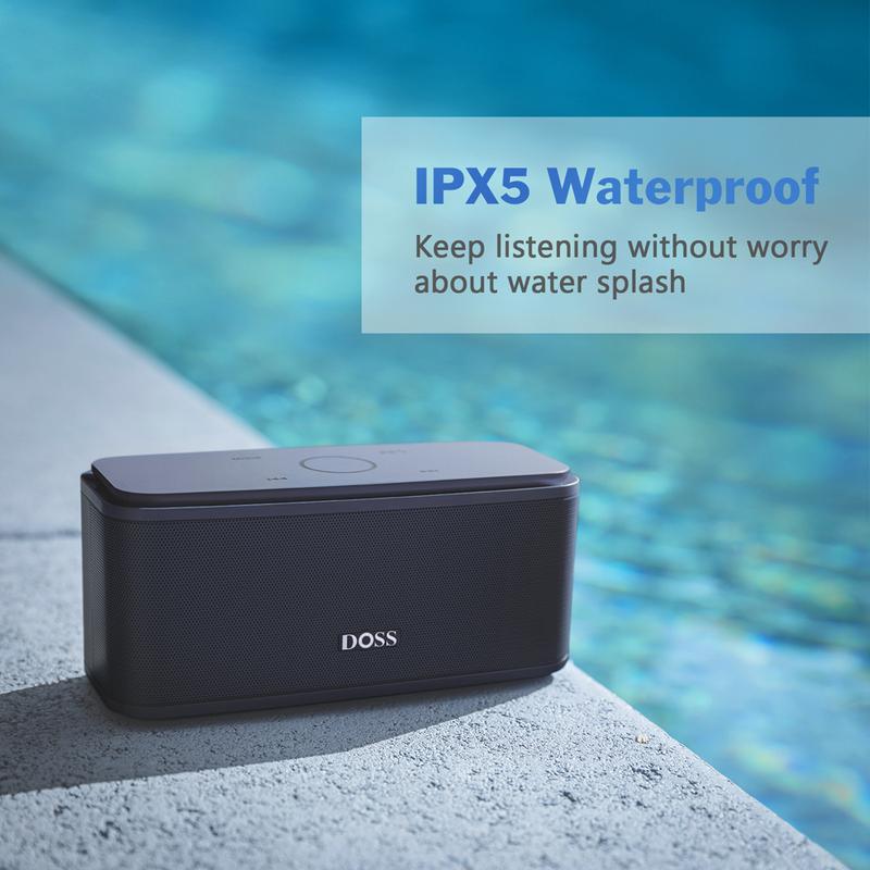 DOSS SoundBox Touch Wireless Bluetooth Speaker with 12W HD Sound and Bass, IPX5 Waterproof, 20H Playtime, Touch Control, Handsfree,Audio,Smartphone