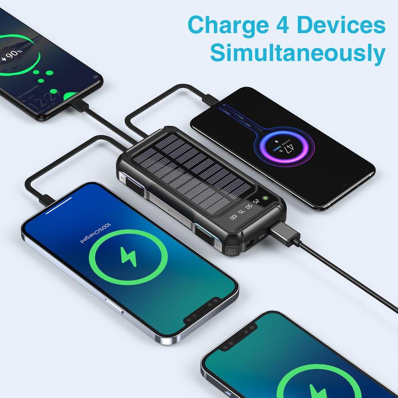 Solar Powered Portable Phone Charger Power Bank, 1 Count 15000mAh Solar Charger with USB C Input, Solar Power Bank, Portable Phone Charger for iPhone Samsung Google