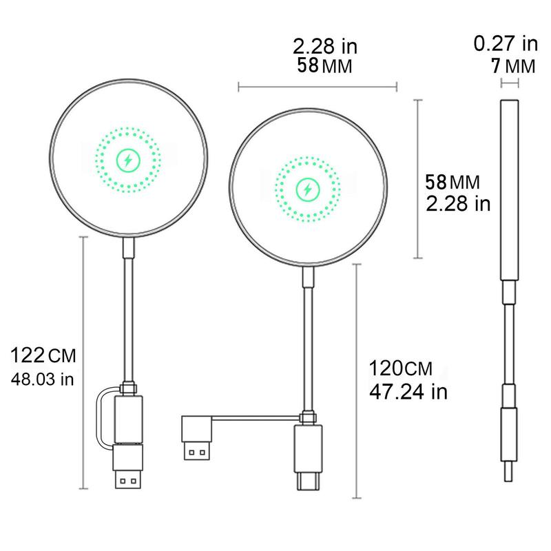 FDGAO 15W Magnetic Wireless Charger, Portable Wireless Charger with Charging Cable, Magnetic Charger Station for Apple AirPods iPhone 16 15 14 13 12 Pro Max Plus Mini