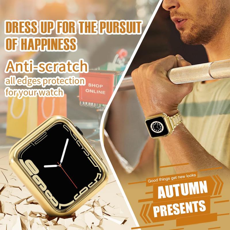 Gold TPU Watch Case - Anti-Scratch Lightweight Cover for Apple Watch Series 8 7 6 SE 5 4 3 2 1 - Soft Flexible Environmental Protection