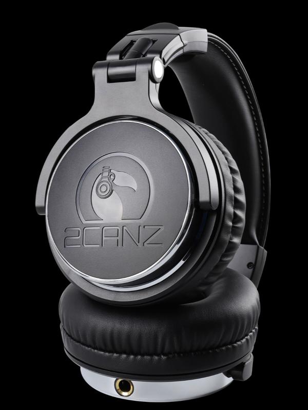 2CANZ Matte Black Wired Headphones - Closed Back, Plush Ear Cushions, 8-Way Adjustable Earpads, Audio, Foldable, Dual Jacks (3.5mm & 1 4