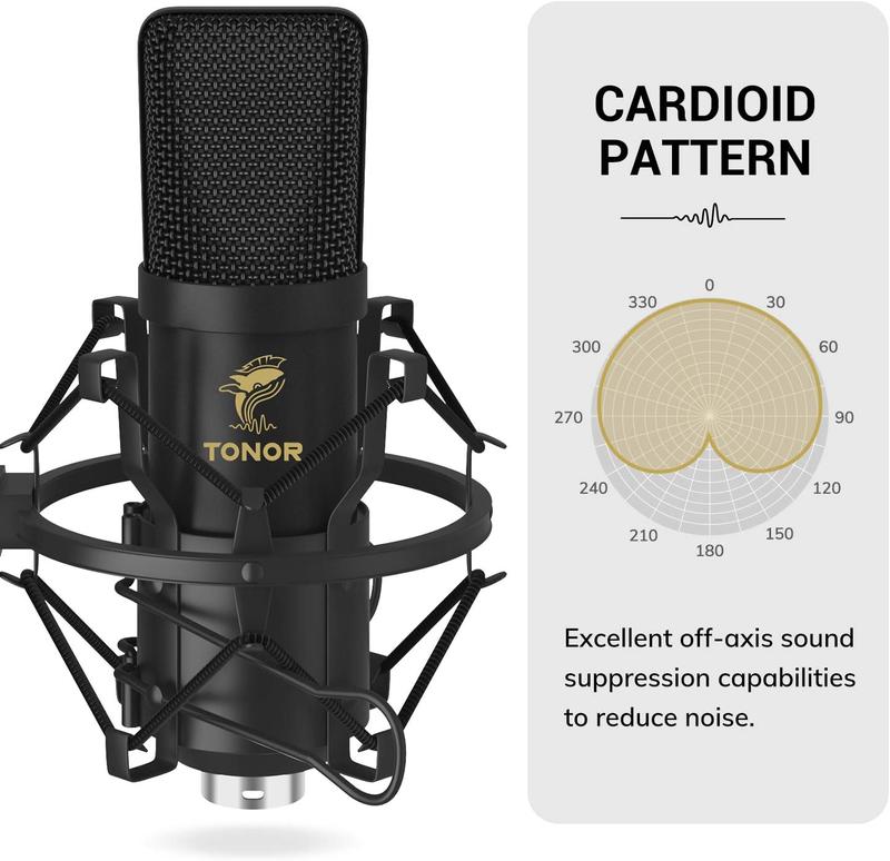 TONOR XLR Condenser Microphone, Professional Cardioid Studio Mic Kit with T20 Boom Arm, Shock Mount, Pop Filter for Recording, Podcasting, Voice Over, Streaming, Home Studio, YouTube (TC20)