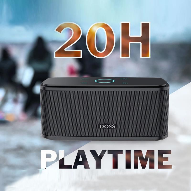 DOSS SoundBox Touch Wireless Bluetooth Speaker with 12W HD Sound and Bass, IPX5 Waterproof, 20H Playtime, Touch Control, Handsfree,Audio,Smartphone