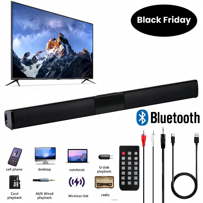 Bluetooth SoundBar Wired Wireless Bass Subwoofer Home Theater with 4pcs 5W Speakers,Remote Control Christmas and New Year Gifts Audio Compact Device Smartphone