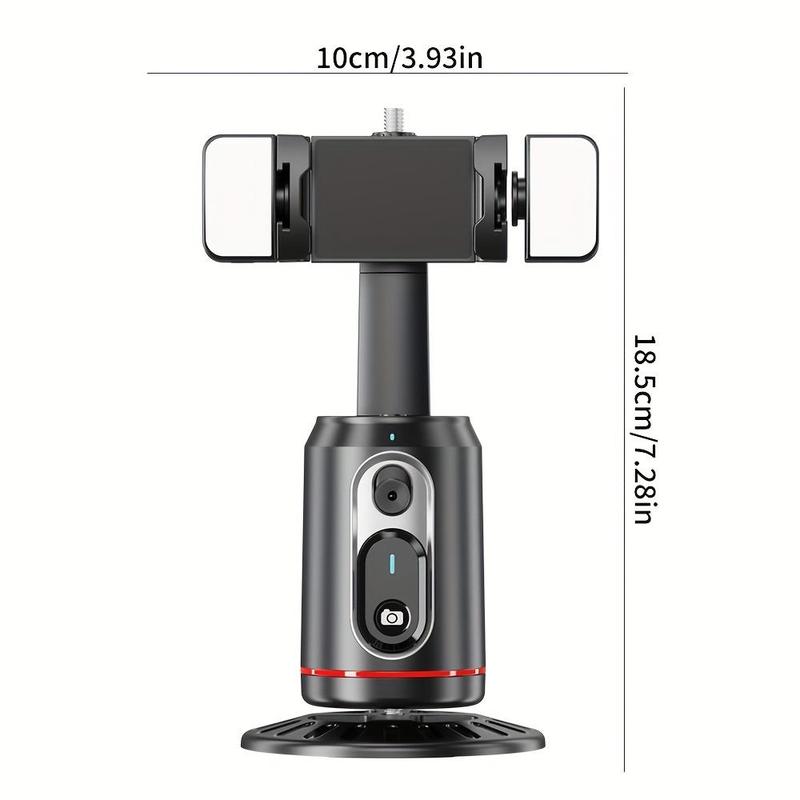 360° Rotatable Selfie Stick, Rechargeable Smart Ai 360° Face Recognition Phone Stand with 2 Fill Light, Desktop Phone Holder for Live Streaming, Photography, Selfie Stand, Vlogging Equipment, Tripod Stabilizer