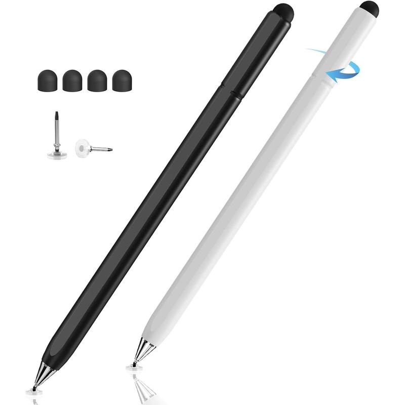 Stylus Pen for Touchscreen, 2 in 1 High Sensitivity Rotatable Disc Stylus for iPhone iPad Pro Tablets Samsung Tablets Chromebook All Universal Touch Screens(2Pack)