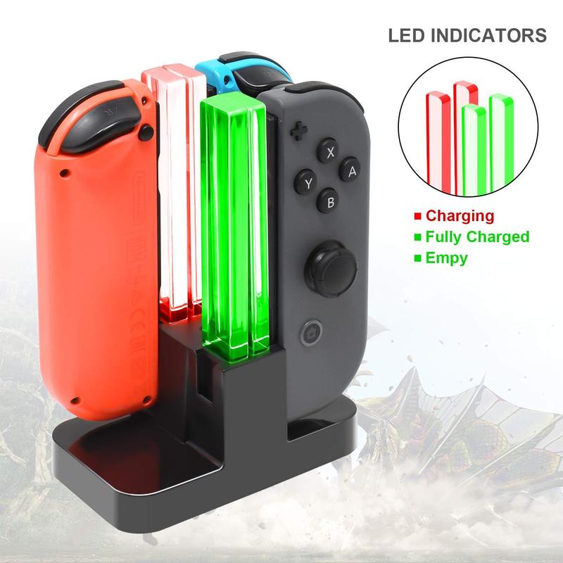 Game Console Controller Charger For Switch & OLED Model, 1 Box Charging Station For Pro Controller With LED Charger Indicator & Type C Charging Cable, Controller Accessories, Gaming Room Gadgets