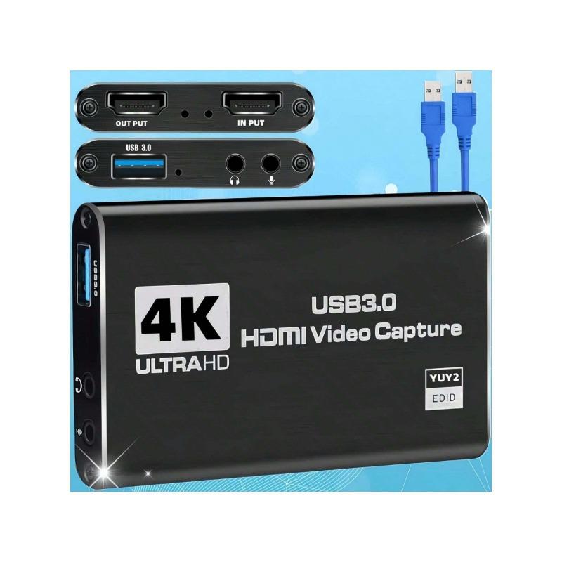 4K High-Definition Game Capture Card - USB3.0 Video Capture Device for , PS5, PS4, Switch, Digital SLR Camera - 1080P 60FPS HDMI Passthrough, OBS Twitch Live Streaming and Recording Compatible for For Christmas Gifts for Men