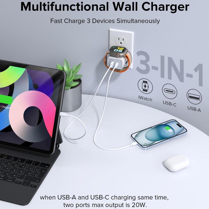 PD 20W & QC 18W USB C Cellphone Wall Charger, Dual Port PD Fast Charging Charger, USB C Smartphone Wall Power Adapter for iPhone 11 12 13 14 15 Pro Max XS XR X & Samsung Galaxy & More, Phone & Electronic Product