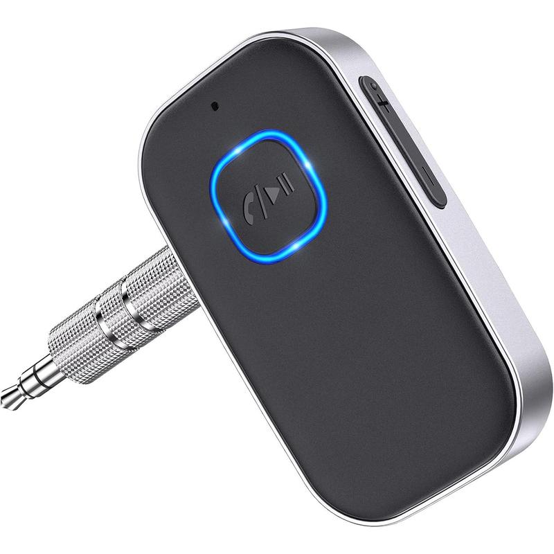 Bluetooth Receiver for Car, Noise Cancelling 3.5mm AUX Bluetooth Car Adapter, Wireless Audio Receiver for Home Stereo Wired Headphones, Hands-Free Call, 16H Battery Life