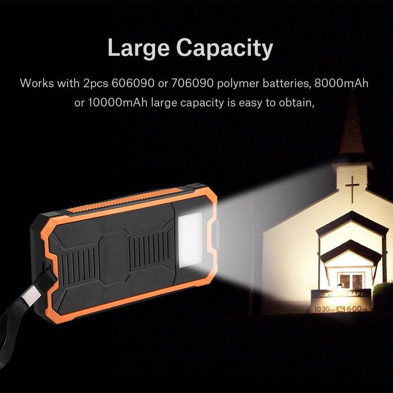 Portable 20000mAh Fast Charging Dual USB Polar Mobile Power Bank Case DIY Kit Orange