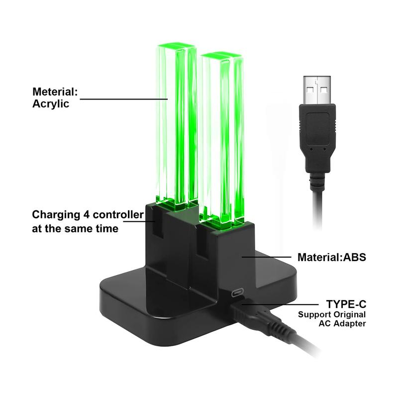 Game Console Controller Charger For Switch & OLED Model, 1 Box Charging Station For Pro Controller With LED Charger Indicator & Type C Charging Cable, Controller Accessories, Gaming Room Gadgets