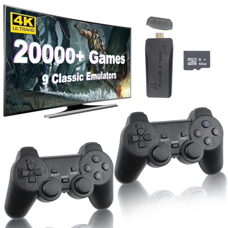 Wireless Retro Game Console, Retro Stick with Built-in 9 Emulators, 20,400+ Games, 4k Hdmi Output, and 2.4GHz Wireless Controller, Plug and Retro Play Video Games for Tv (64 G)