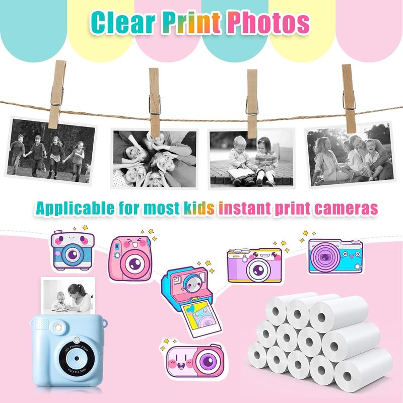 Refill Print Paper for Instant Print Camera , 16 Rolls Thermal Print Paper for Most Instant Camera, Birthday Gift for Boys and Girls