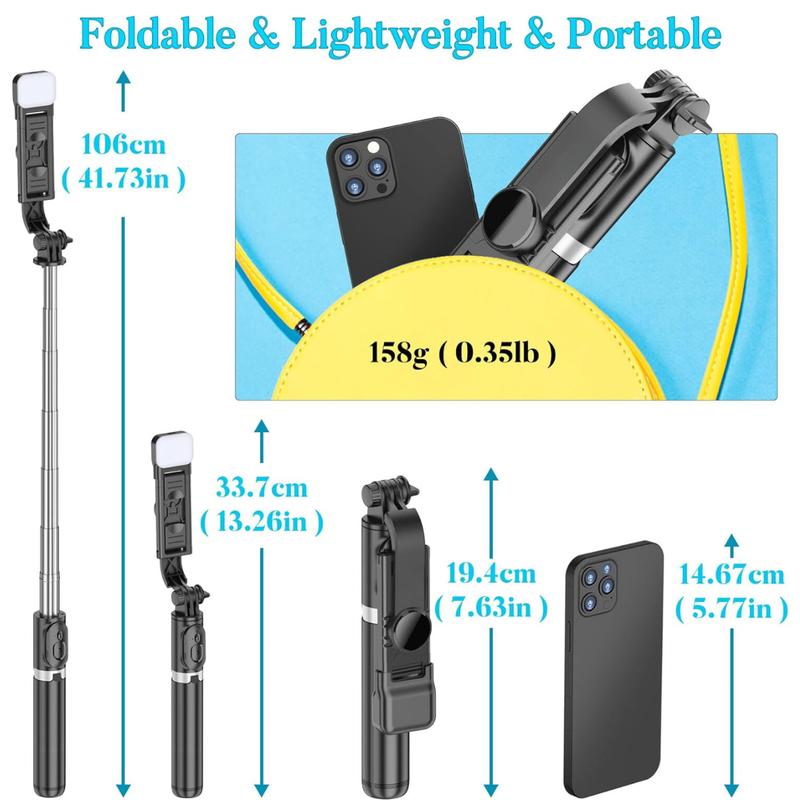 [Fast Delivery] Portable 41 Inch Selfie Stick Phone Tripod with Wireless Remote Extendable Tripod Stand 360 Rotation Compatible with iPhone 14 13 12 11 pro Xs Max Xr X 8 7 6 Plus, Android Samsung Smartphone