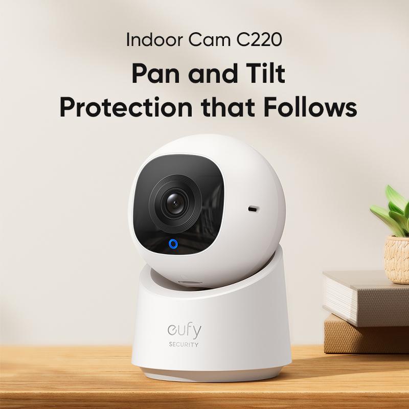 eufy Security Indoor Cam C220 | 2K Resolution Smart Security Camera with 360° coverage, Human Motion Detection, AI Tracking, Compatible with Alexa and Google Assistant, Night Vision