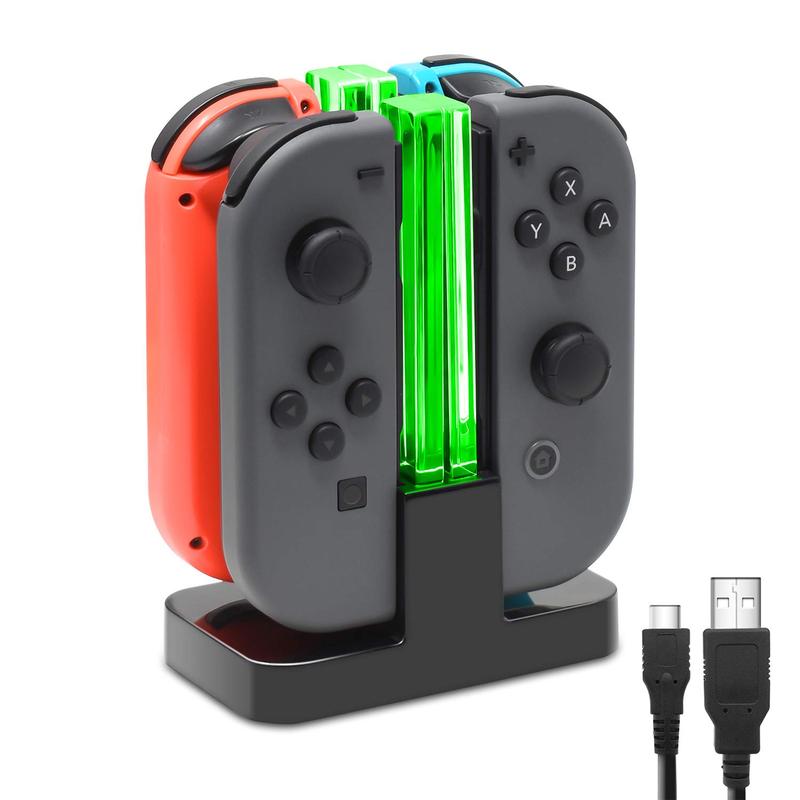 Game Console Controller Charger For Switch & OLED Model, 1 Box Charging Station For Pro Controller With LED Charger Indicator & Type C Charging Cable, Controller Accessories, Gaming Room Gadgets