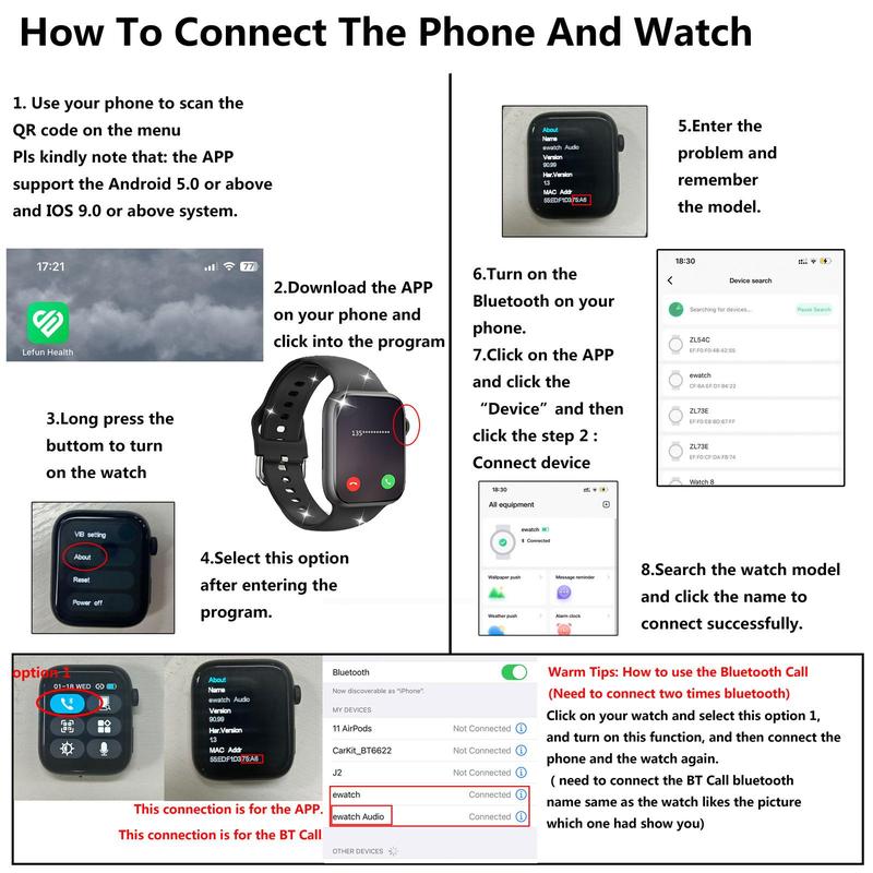 Smart Watch for Men & Women, Sports Watch with Wireless Call Dial, Incoming Call Alert & Rejection, Message Alert View, Multiple APP Alerts & Custom Wallpaper, Fashion Watch Compatible with iPhone Andriod, Touch Screen Watch