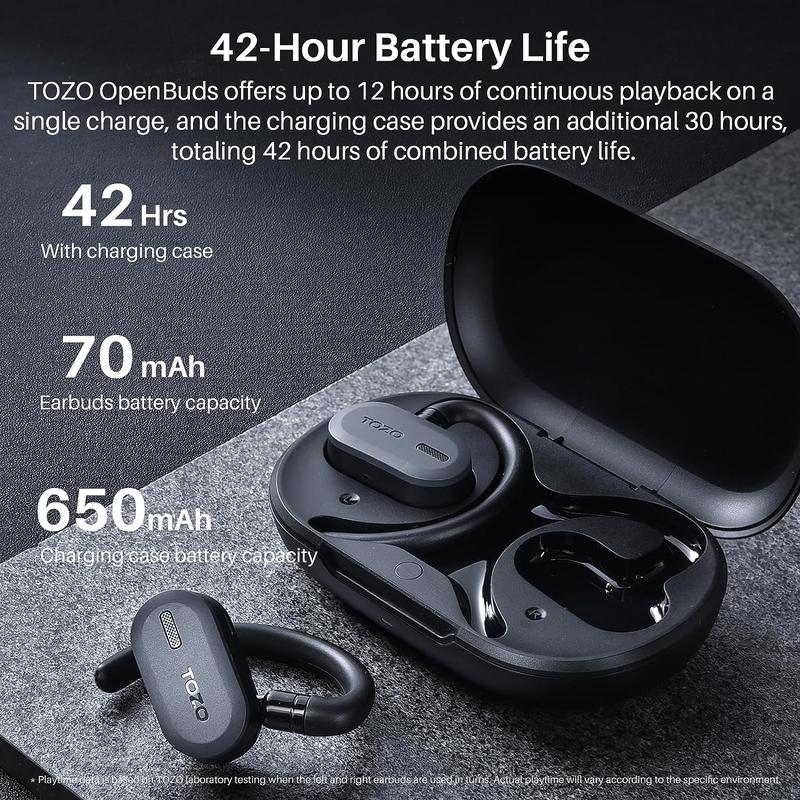 TOZO Open Buds Lightweight True Open Ear Wireless Earbuds with Multi-Angle Adjustment Audio Earphones sport earbuds Headphones Electronic Headset wireless earphone app control open-ear headphone