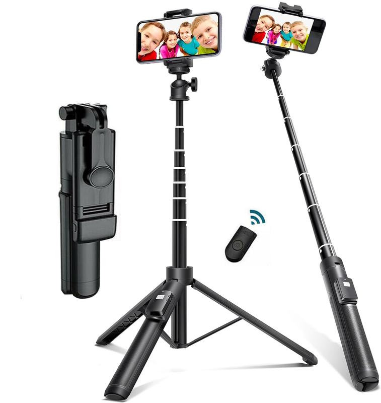 Selfie Stick, Extendable Selfie Stick Tripod,Phone Tripod with Wireless Remote Shutter,Group Selfies Live Streaming Video Recording Compatible with All Cellphones Accessories Smartphone