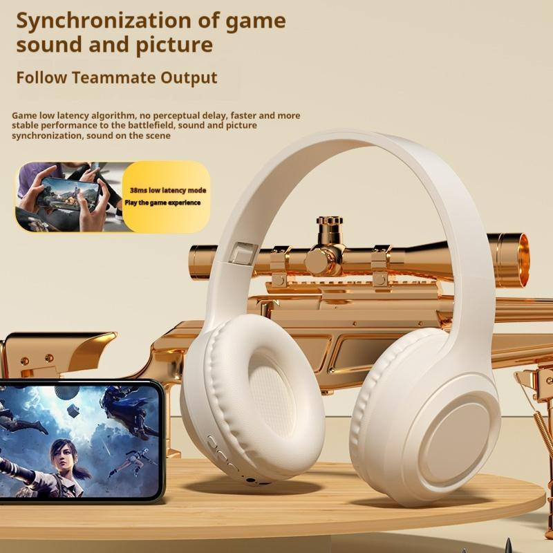 Wireless Headphones, Noise Cancelling Headphones with Built-in Microphone, Foldable Gaming Headset for Phones, Computers, MP3