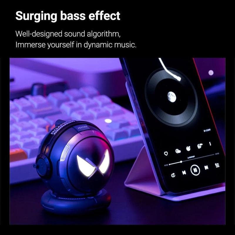 WEKOME Astronaut Design Wireless Speaker, USB Reachargeable 1 Count Mini Speaker with Colorful LED Lights, Wireless 3W Outdoor Speaker for Camping