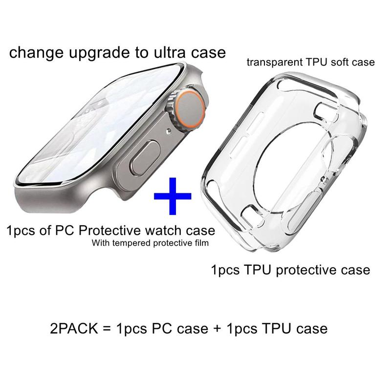 Smart Watch Protective Case Set, 2 Counts Transparent Smart Watch Protector Cover Set, 1 PC Watch Protective Case & 1 TPU Watch Protective Case Compatible with Apple Watch